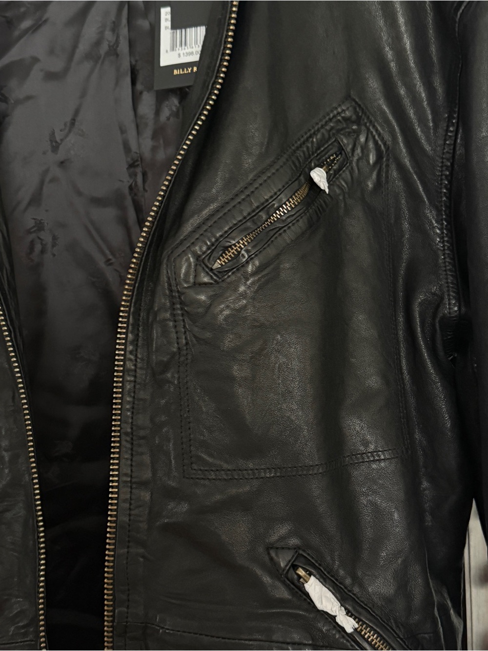 Billy Reid Black Leather Zip Jacket NEW - Picture 4 of 5